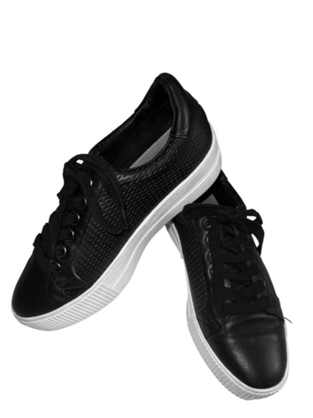 HALOGEN Black Leather Textured Platform Lace-up Sneakers Size 6.5 - Picture 7 of 11